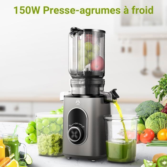 AOBOSI Slow Juicer Extractor, 110mm vulopening, gemakkelijk schoon te maken, BPA-vrij, sapcentrifuge voor fruit en groenten