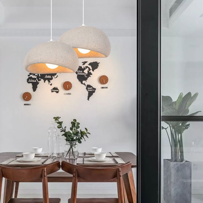 SNOGOLD 2x Suspension Vintage Lustre Industriel, Abat-jour en Résine de Dôme Gris Ø40cm, E27 Luminaire Éclairage pour Couloir Salon