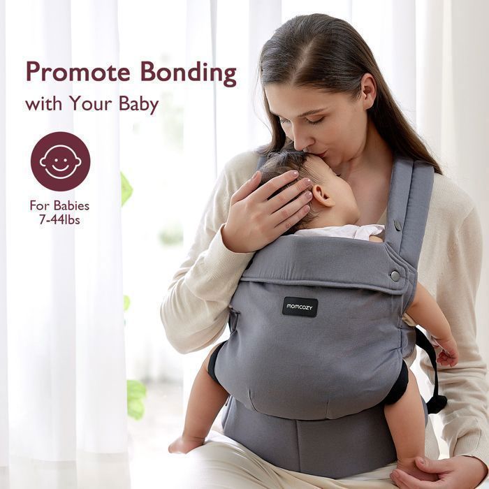 Momcozy Babytrage, ergonomische Babytrage, geeignet für Babys von 3,2 bis 20 kg, Grau