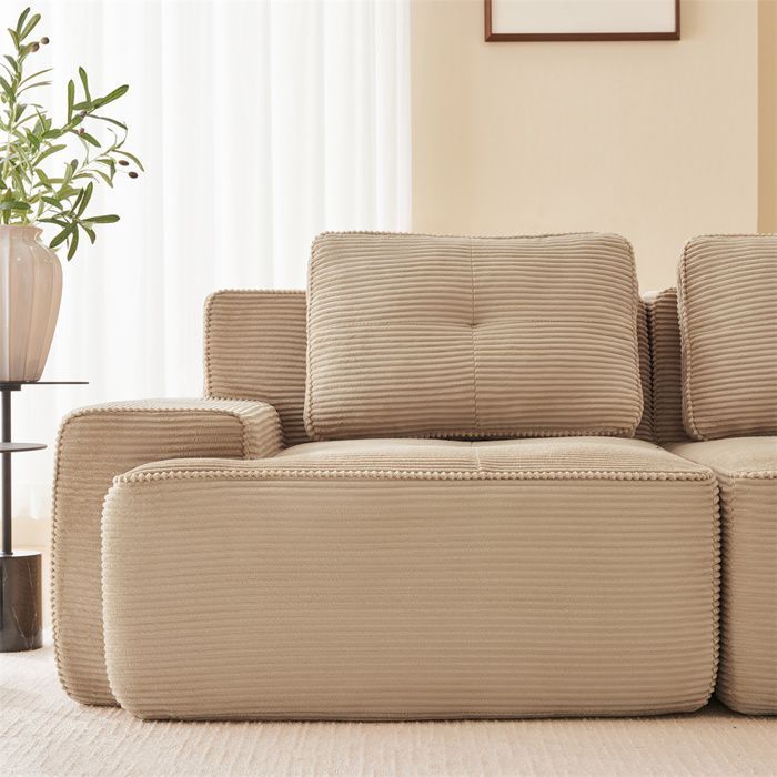 DRIPEX Canapé Cloud modulable 3 places surdimensionné,Canapé en velours côtelé avec 3 coussins,293*104*69cm,Beige