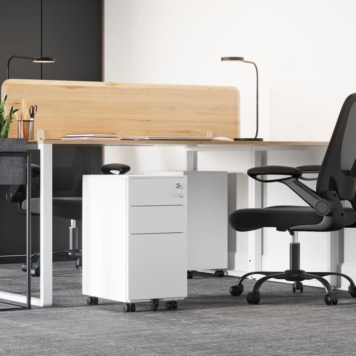 Bürocontainer – VASAGLE – Mobiler Aufbewahrungsschrank – 2 Schubladen – Weiß