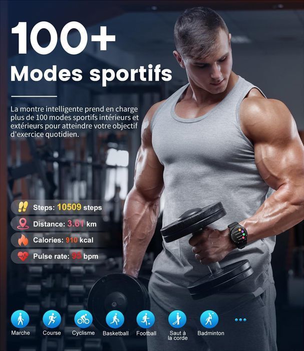 Reloj inteligente para hombre y mujer, pantalla HD de 1,43