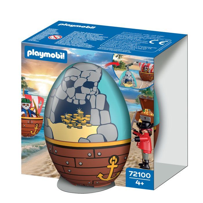 Playmobil 72100 2-in-1 ei: Pirateneiland, Piraten, 34 onderdelen, Paascadeau, Leeftijd 4+