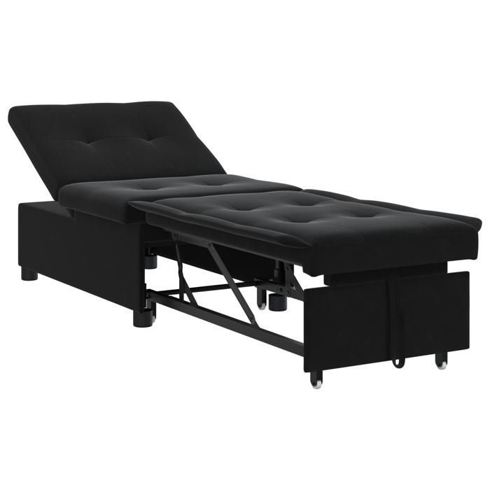712009 & Sofá cama 3 en 1, diván, convertible, extraíble, terciopelo negro