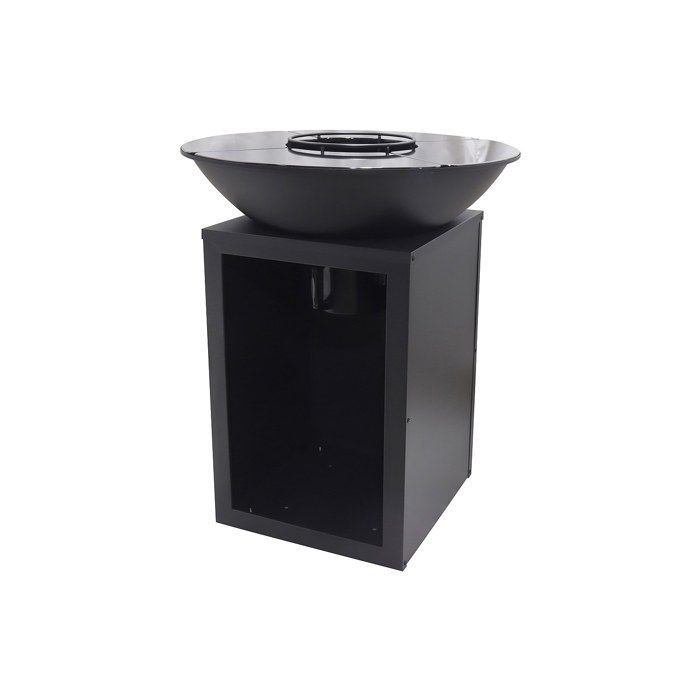 IGNOS Charcoal and Wood Grill/Plancha/Bracelet with Storage, 80 x 80 x 95 cm, Black