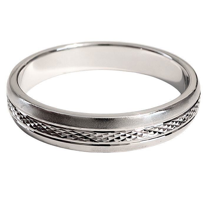 Fede nuziale da uomo in argento sterling 925 rodiato