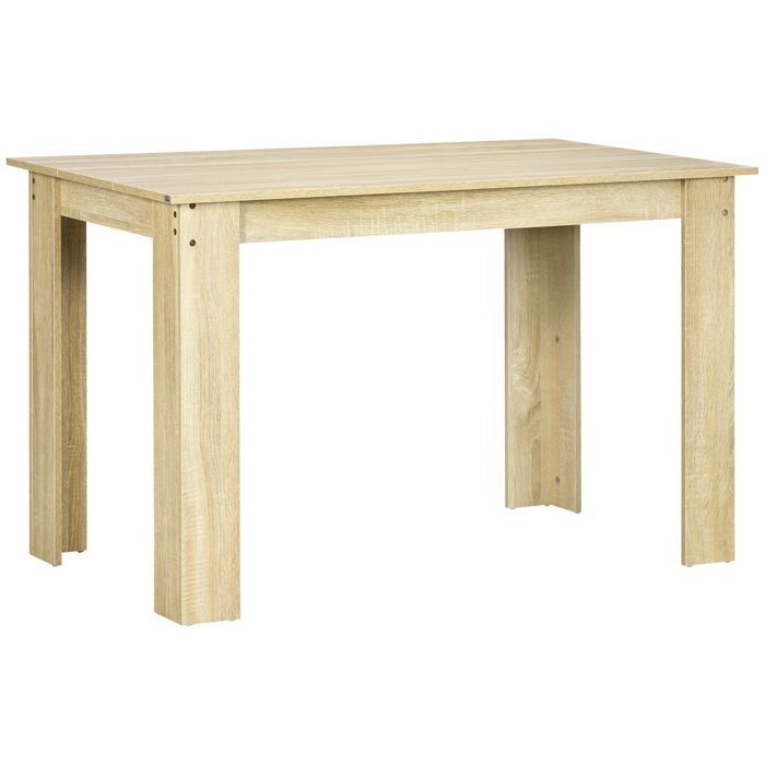 Mesa de comedor rectangular - HOMCOM - 4 a 6 personas, cocina moderna, patas triangulares estables - madera - 120x69x75cm - roble
