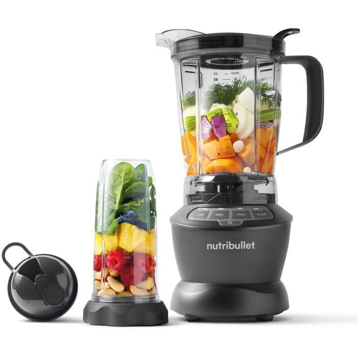Nutribullet Combo Blender - NBF500DG - 1200 Watt - 1,65 liter kan - Inclusief 2 bekers en 2 reisdeksels - Zwart - BPA-vrij