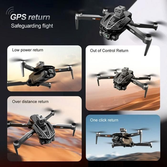 Dron, 4K, doble cámara, motor sin escobillas, 5G, evasión de obstáculos, modo seguimiento, modo belleza, fibra de carbono negra
