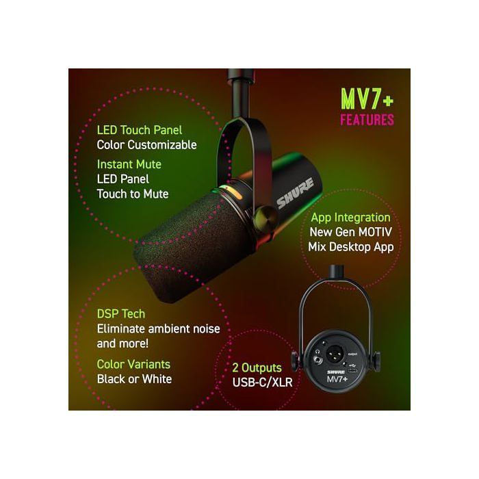 Shure MV7+ K Dynamisches Mikrofon
