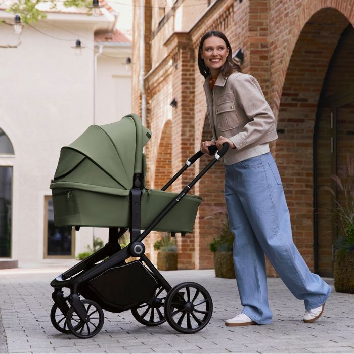 LIONELO Mika Plus 2-in-1 Reisesystem – Ab Geburt bis 22 kg – Duo-Kinderwagen-Set, Babywanne und Zubehör – Grün