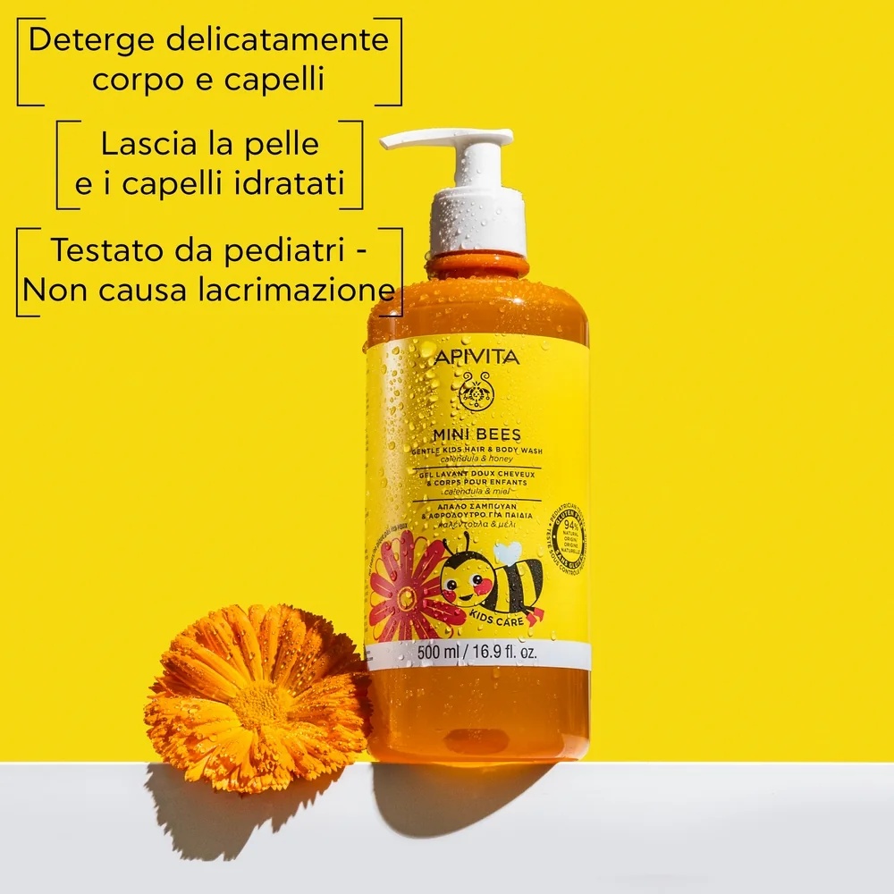 APIVITA Gel douche Apivita pour enfants, pour cheveux et corps, au calendula et au miel 500 ml Pour peaux sensibles
