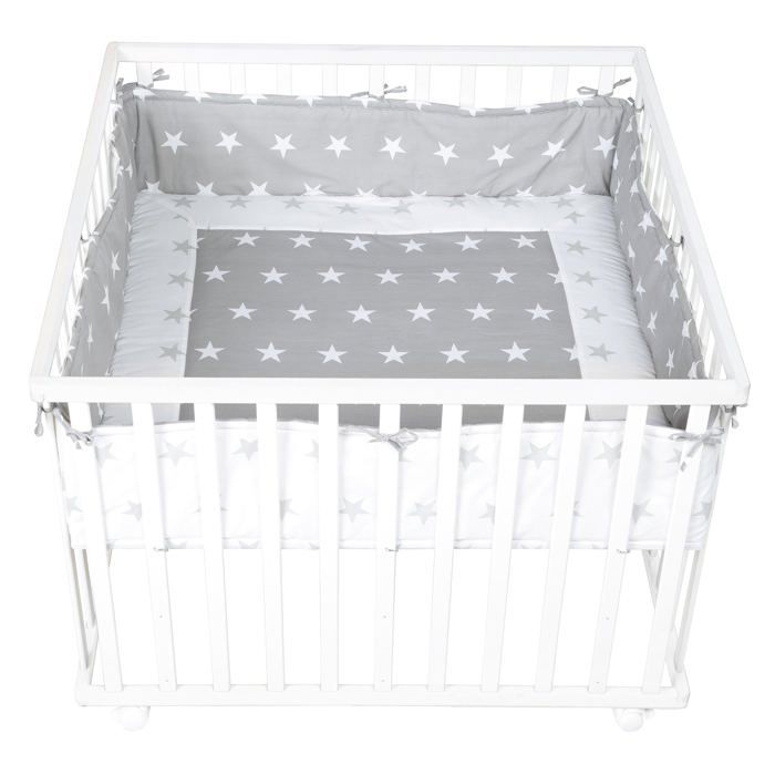 Alfombra para parque infantil - ROBA - Estrellitas - Gris/Blanco - Universal - 18 x 96 x 96 cm