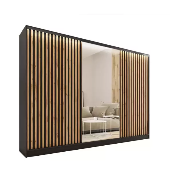 Szafa przesuwna z lustrem lamele 280 cm LOFT wotan