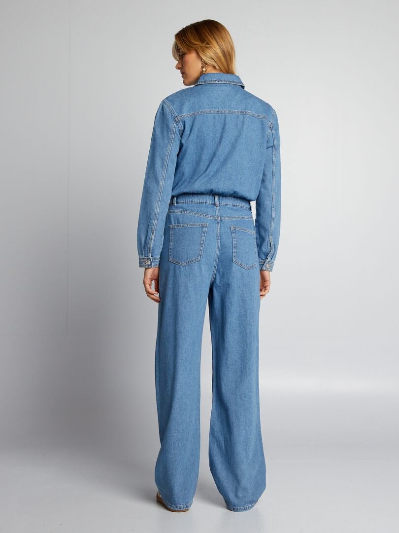 Jardineira jeans folgada - AZUL