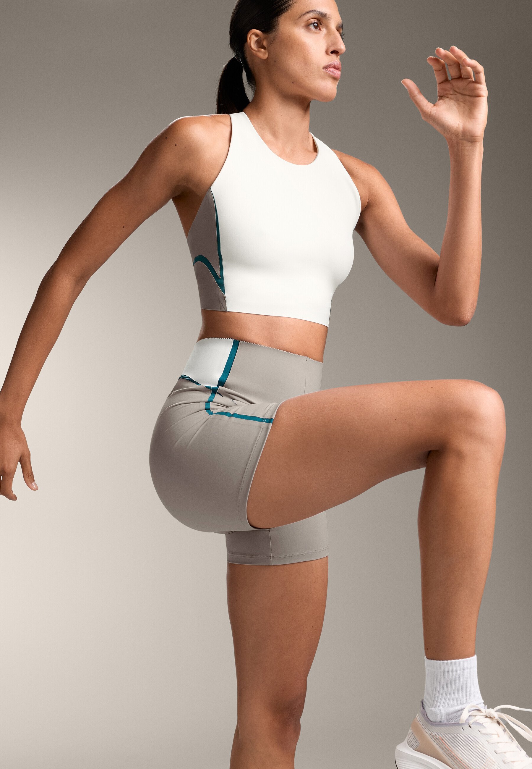 OYSHO COMPRESSIVE CORE CONTROL LINES RISE - Leggings - sabbia