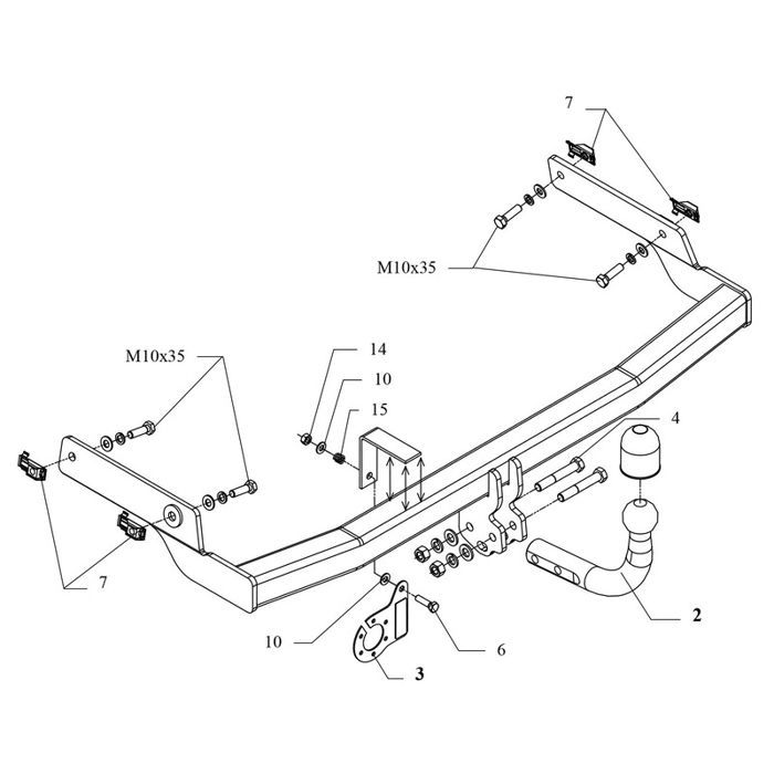 Engate de reboque para Peugeot 206, incluindo XS, GTI e Quicksilver (04/03-04/09), com pescoço de cisne e chicote elétrico universal de 7 pinos - Auto-Hak
