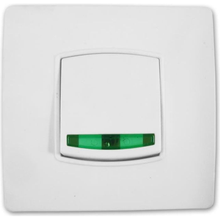 Interrupteur ZENITECH avec bouton poussoir voyant vis + griffes Diwone - Blanc