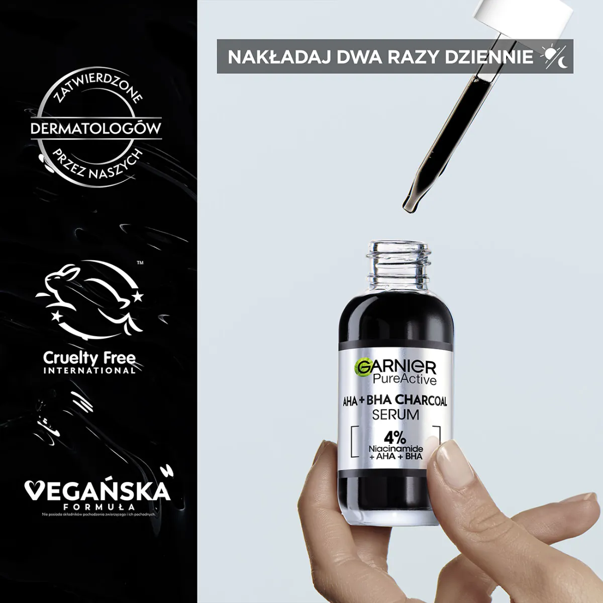 Garnier Skin Naturals Czysta Skóra Serum przeciw niedoskonałościom z Kwasem Aha, Bha i Węglem