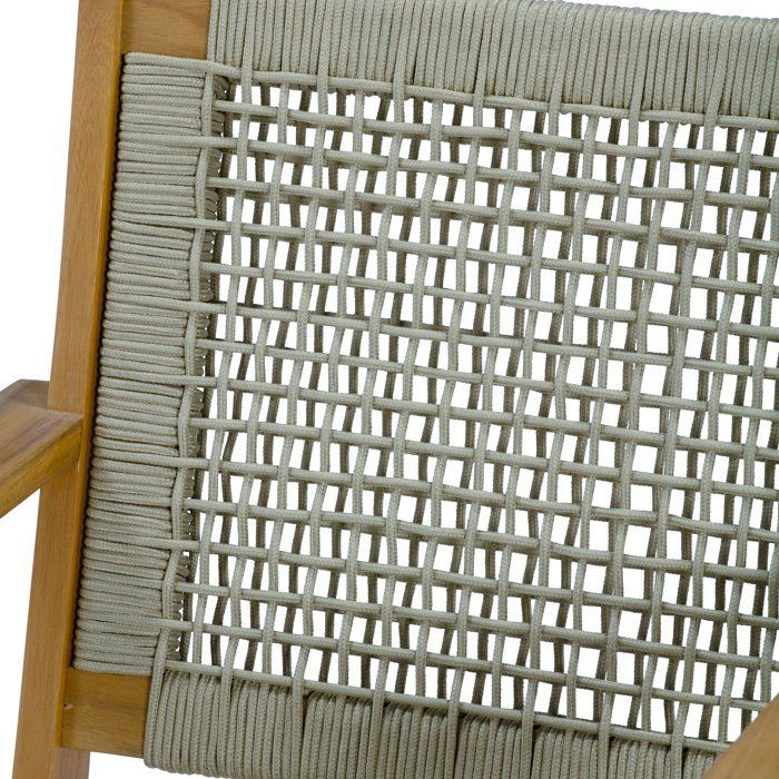 Lage tuinstoel - MERIDA - FSC-gecertificeerd acaciahout - Gevlochten touw - 60 x 76 x 73 cm - Khaki groen