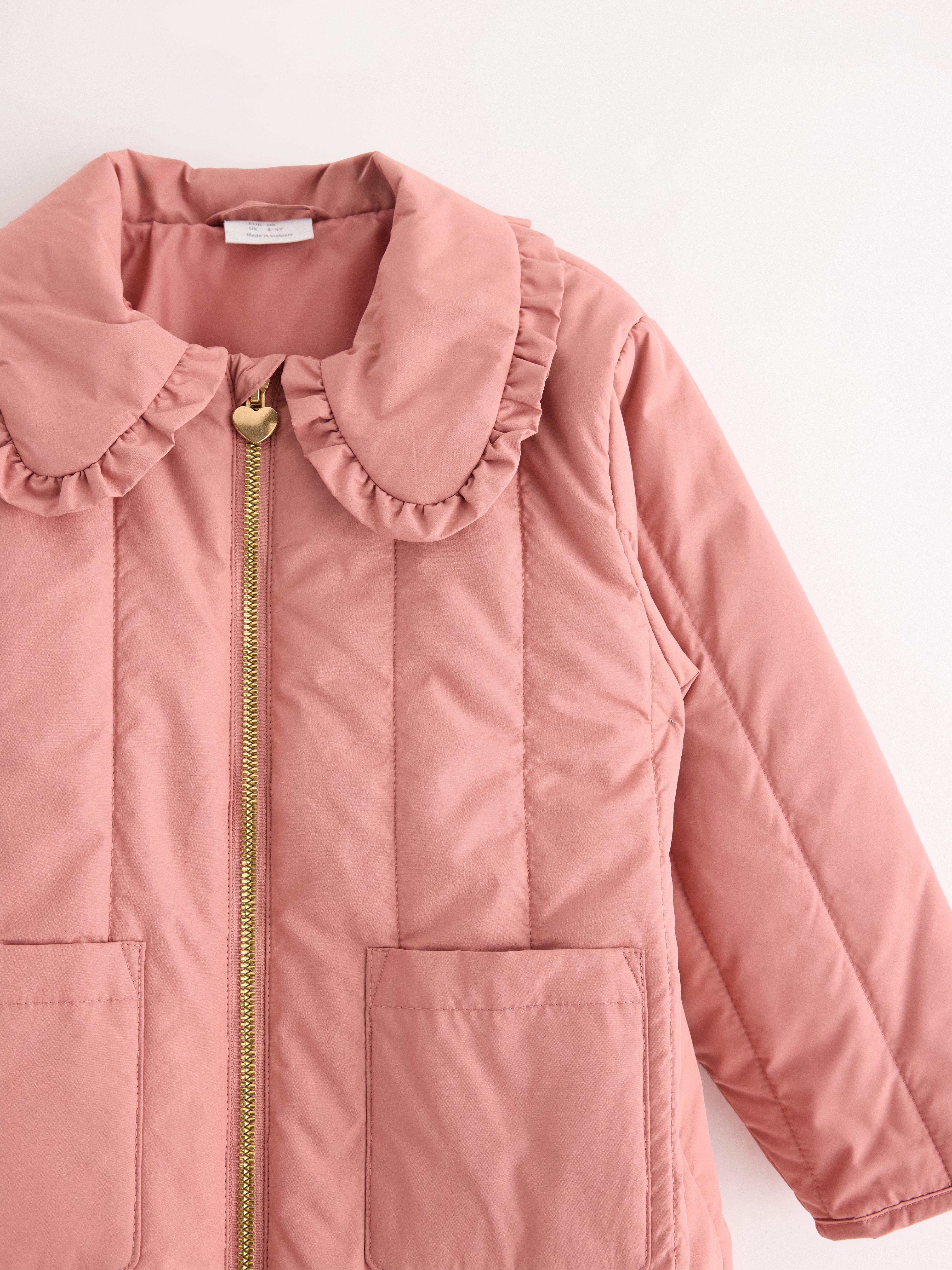 Jaqueta impermeável com gola rosa-claro