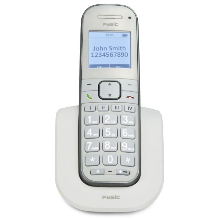 Fysic FX-9000 - Telefone sem fio para idosos com botões grandes e 1 monofone, branco