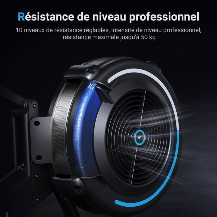 Air Rower – MERACH – 10 Resistance Levels – Regular Use – Easy to Store – Phone Holder – App Compatible