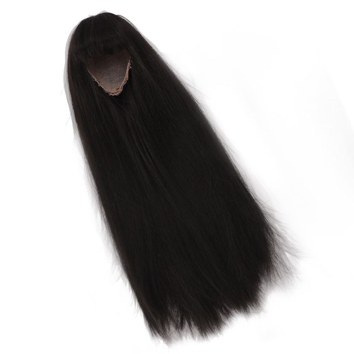 OMABETA Long Wig for 1/4 Scale Dolls with Realistic Bangs - Synthetic Fiber for 18.5-21cm Heads, Black