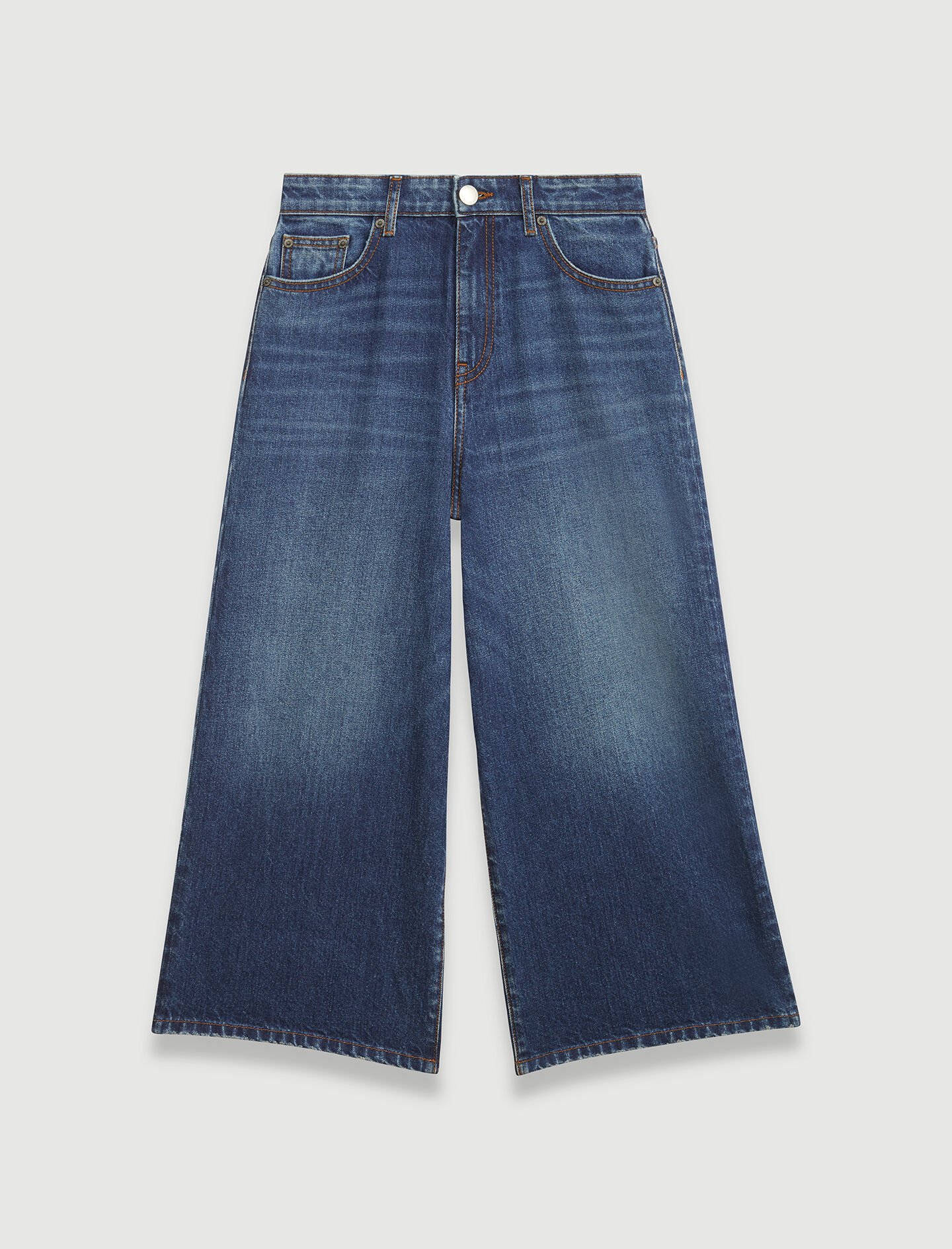 Blugi stil Bermuda din denim Ecowash - Albastru