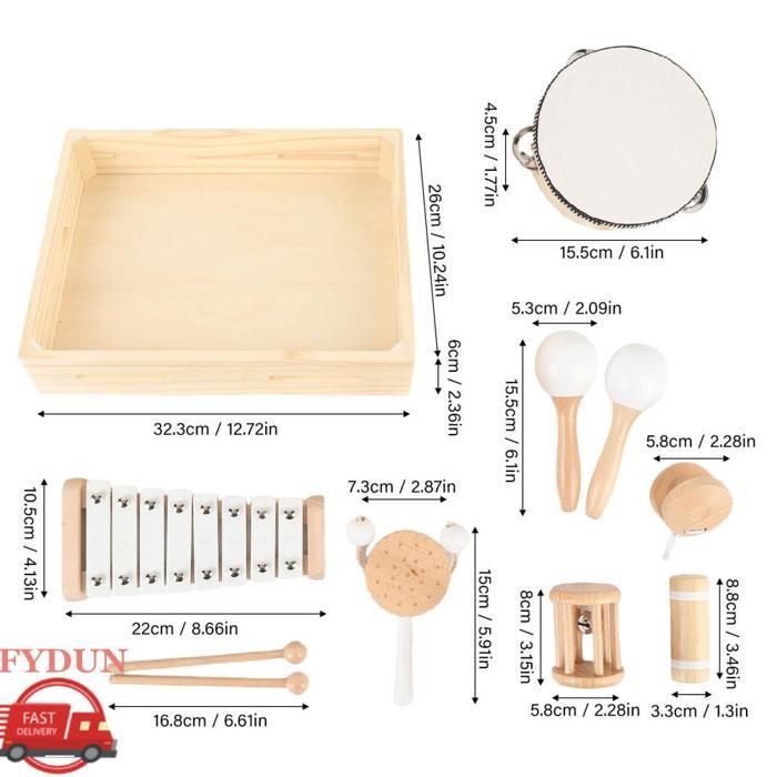 Set di percussioni in legno FYDUN, strumento musicale in legno per bambini, set di gioco puzzle