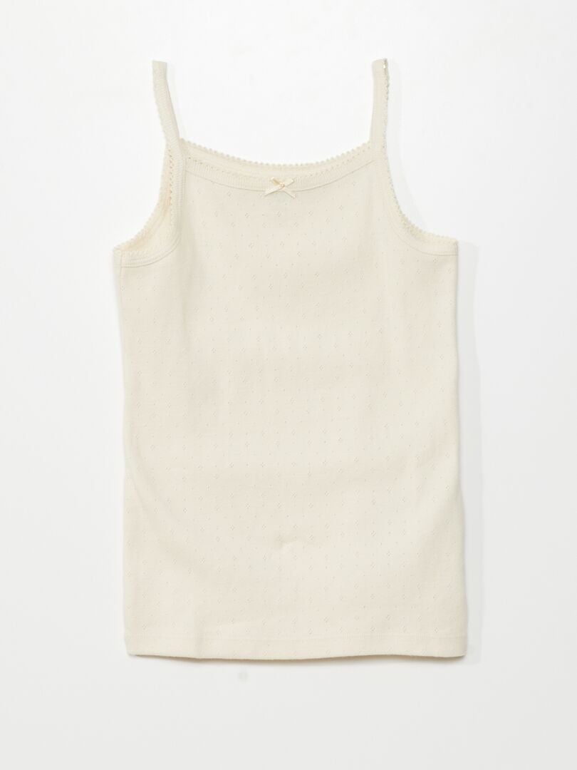 Set van 3 Pointelle gebreide tanktops - ROZE