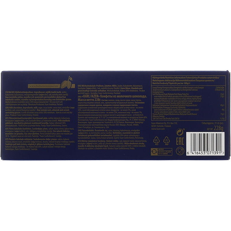 Fazer Karl Fazer 228 g di cioccolato al latte