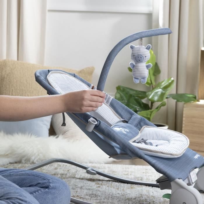 INGENUITY Baby Rocking Bouncer met buikmassage, chambraystof, babycadeau, ultracompact opvouwbaar met opbergtas