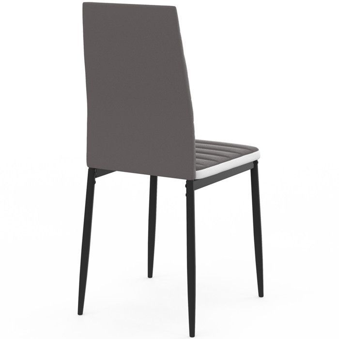 IDMARKET Set van 6 ROMANE eetkamerstoelen met grijze, gewatteerde zitting