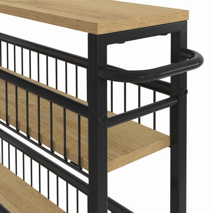Carrito de cocina que ahorra espacio DETROIT de 4 niveles con ruedas, diseño industrial