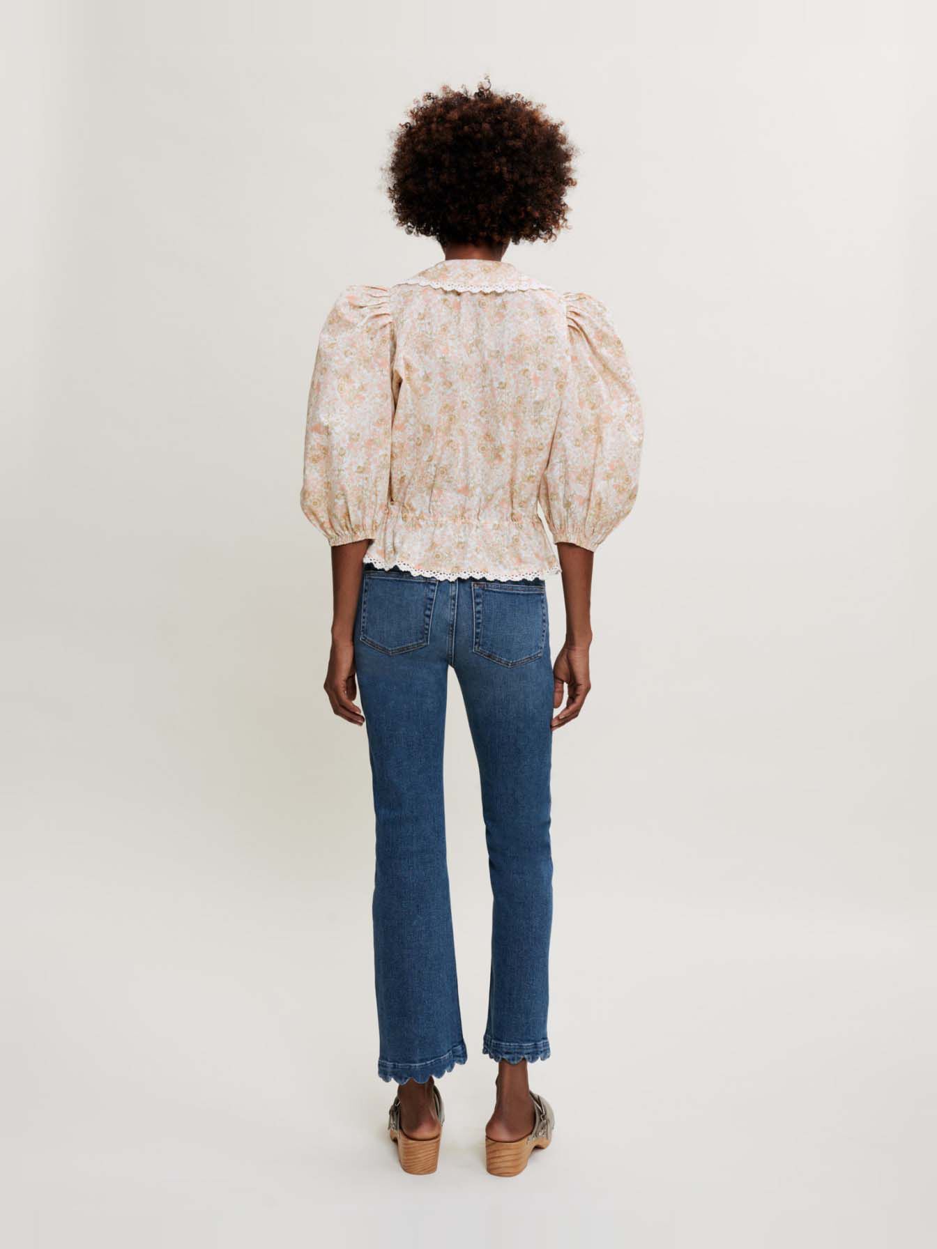 Katoenen shirt met kleine bloemetjes - Fleur rose