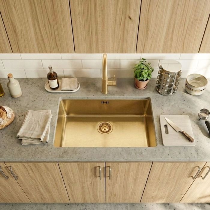 Evier Inoxa évier 1 grande cuve seule 76x44 en inox or brossé Essebagno