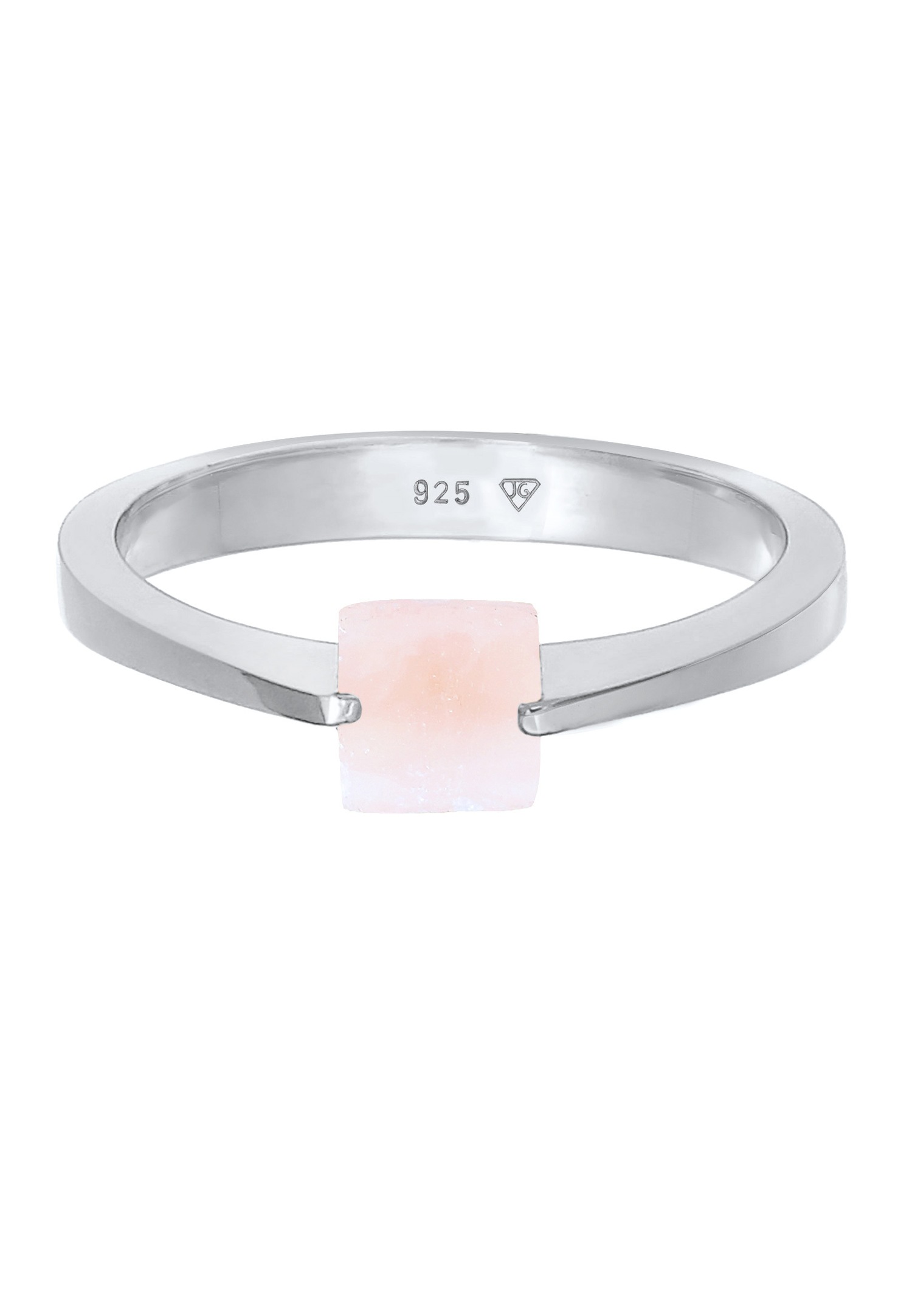 Elli PREMIUM Femme carré solitaire avec pierre précieuse de quartz en argent sterling 925 plaqué or