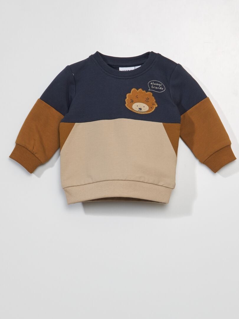 Sudadera con bloques de color y estampado de erizo - AZUL