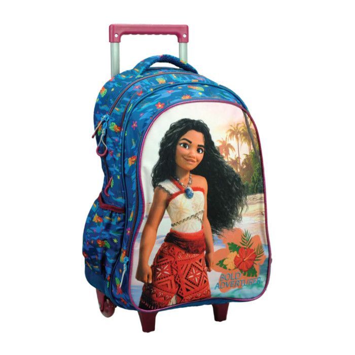 Mochila escolar grande con ruedas, modelo Vaiana Disney, 46 cm.