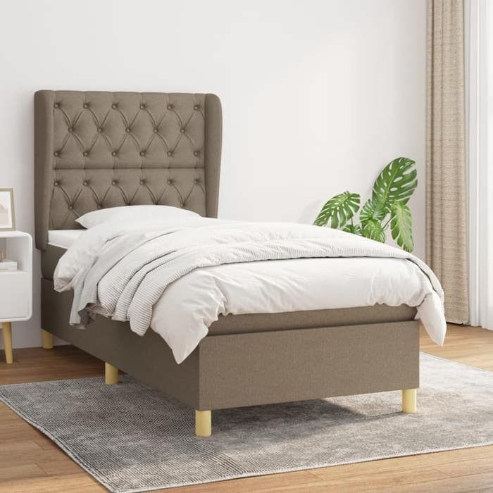 Lattenbodem met matras - Taupe - 80x200 cm - Inclusief hoofdbord - Maximale ontspanning