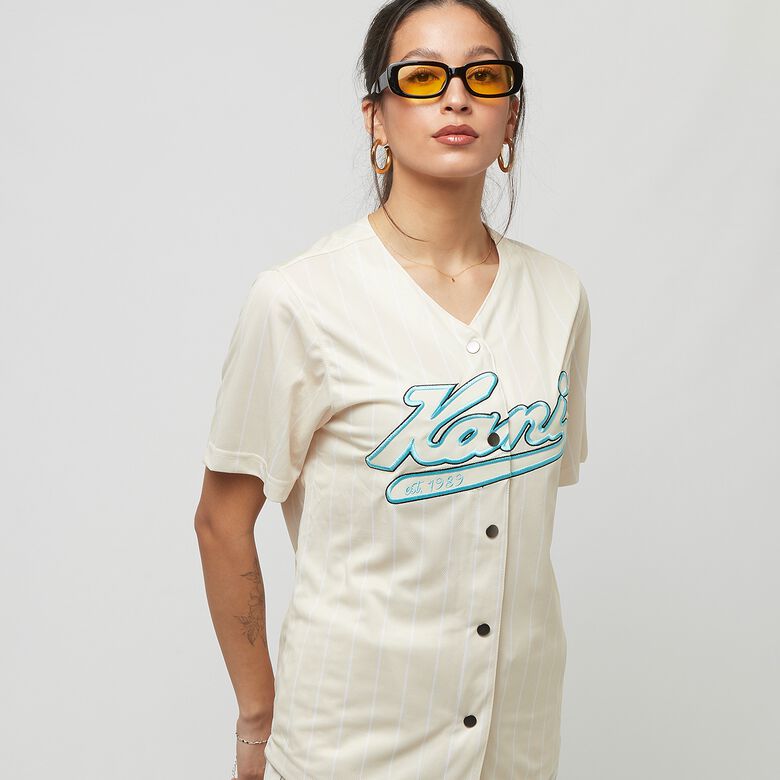 Baseballshirt mit Nadelstreifen im College-Stil