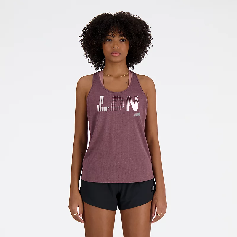 Γυναικείο αθλητικό τοπ London Edition Graphic NB Athletics - LICORICE HEATHER