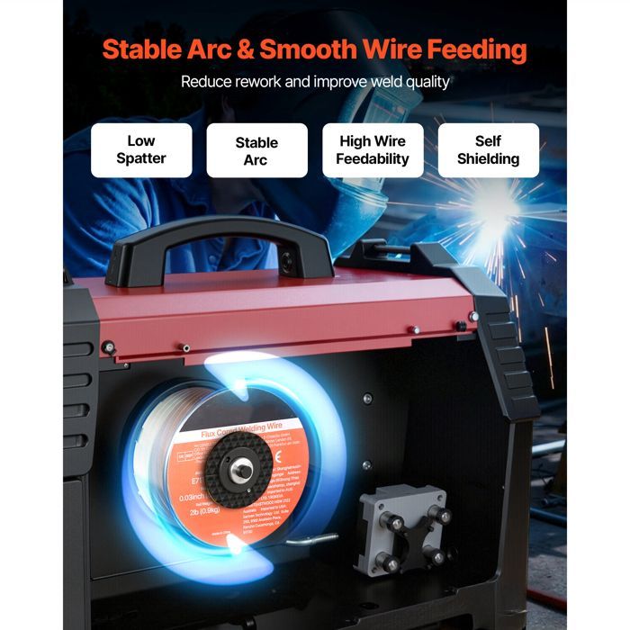 0.8 mm Gasless Flux-Cored Welding Wire - Duoku - 0.9 kg per Spool - MIG E71T - GS - Self-Protected - Mild Steel - Pack of 3