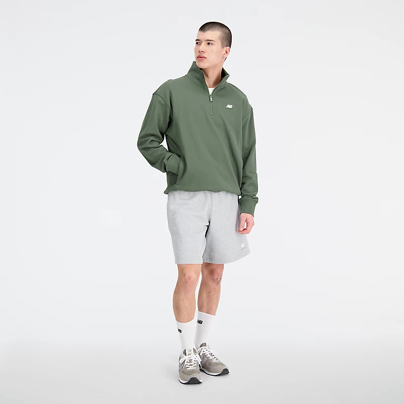 Pull homme Athletics Remastered French Terry 1/4 Zip - VERT OLIVE FONCÉ
