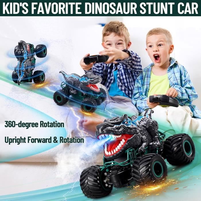 Op afstand bestuurbare dinosaurusauto voor jongens van 4-8 jaar, realistische bewegingen, radiografisch bestuurbare robot met controller