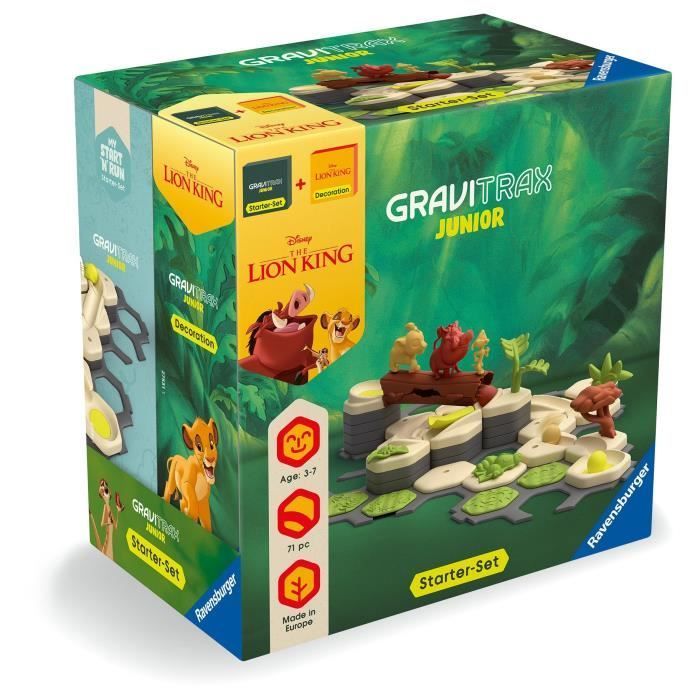 Gravitrax Junior Starter Set El Rey León, Pistas de Canicas, 71 piezas, Para mayores de 3 años, 73437, Ravensburger