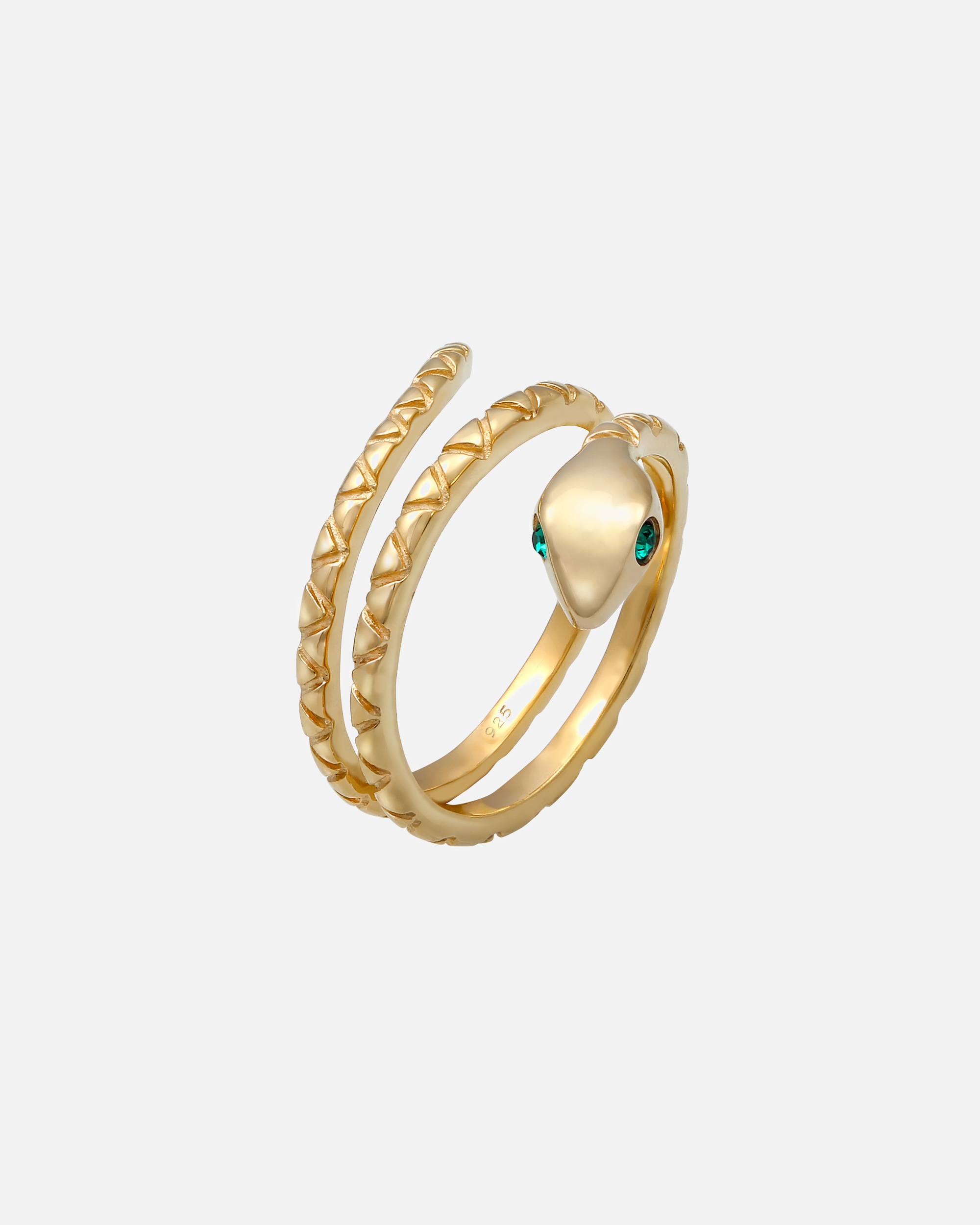 Elli Femmes Serpent Pinky Moderne avec Cristaux en Argent Sterling 925 Plaqué Or