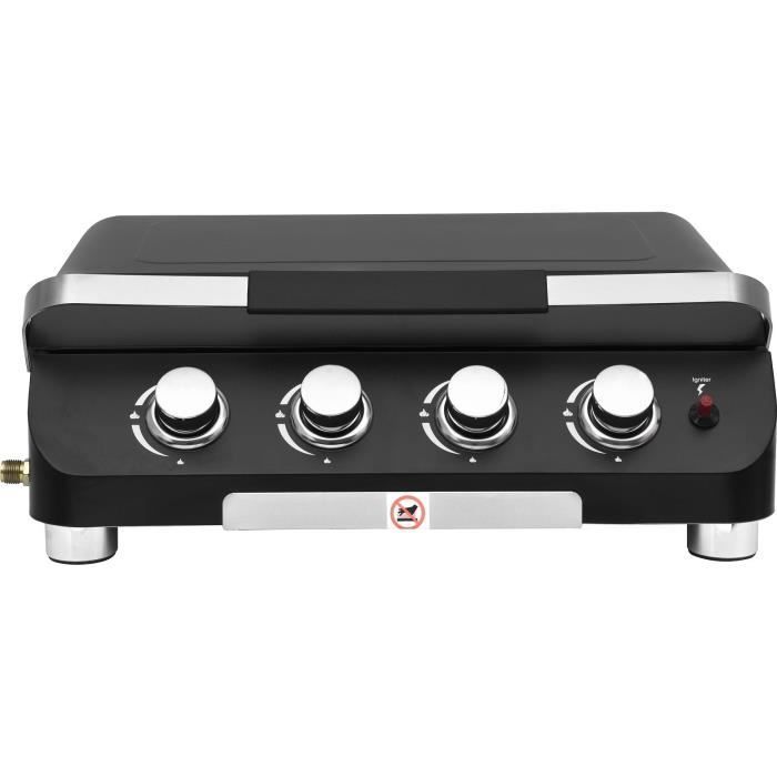 COOKING BOX Plancha à gaz PALMA - 4 feux - 10kW - 69x51x35 cm - Surface de cuisson: 62x35 cm - Noir