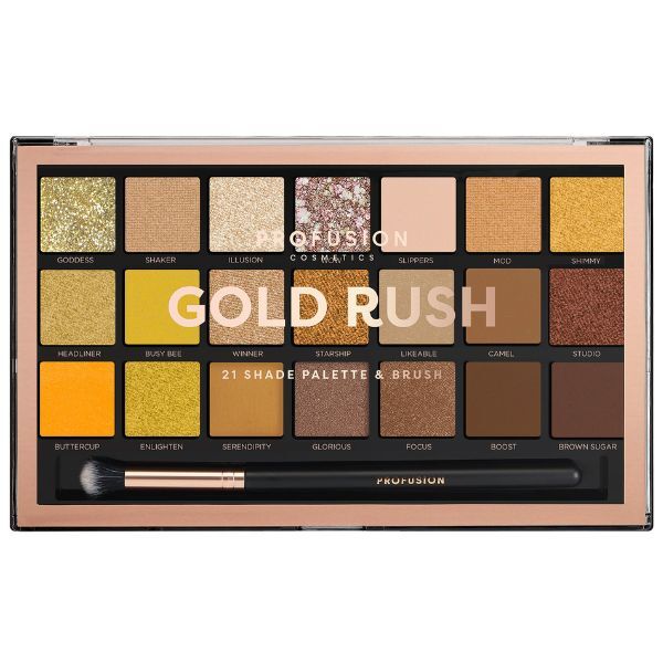 Fard de pleoape Profusion Cosmetics Gold Rush cu 21 nuanțe